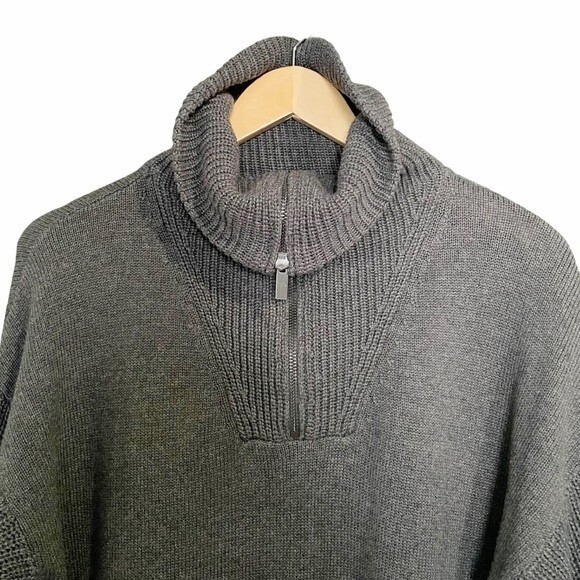 Rachel Zoe Sweater Cozy Quarter Zip Pullover Charcoal Gray Women’s Size Small - Picture 4 of 10